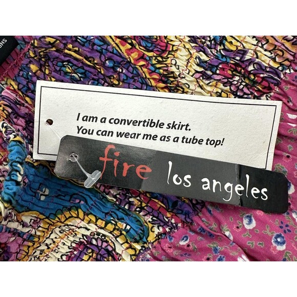 Fire Los Angeles Convertible Skirt Womens Medium Paisley Floral Boho Tube Top - Picture 5 of 7